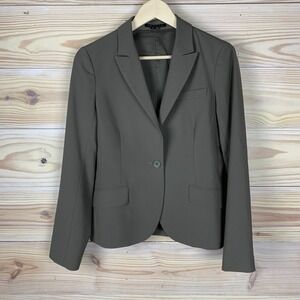 Theory Hayward Blazer Women 6 Taupe One Button Wool Blend Career
